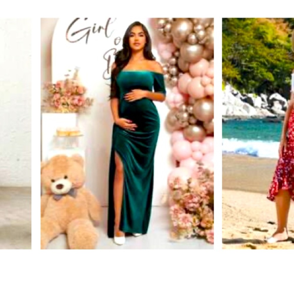 SHEIN brand new! maternity dress dark green high slit maxi dress